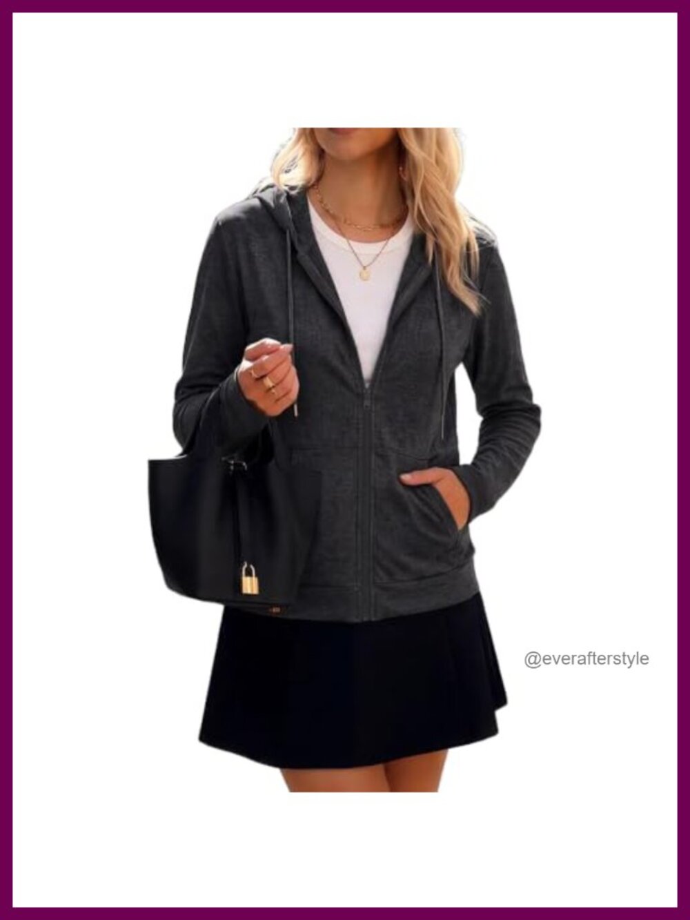 Women's Lightweight Zip Up Hoodie Long Sleeve Loose Fit Sweatshirt
